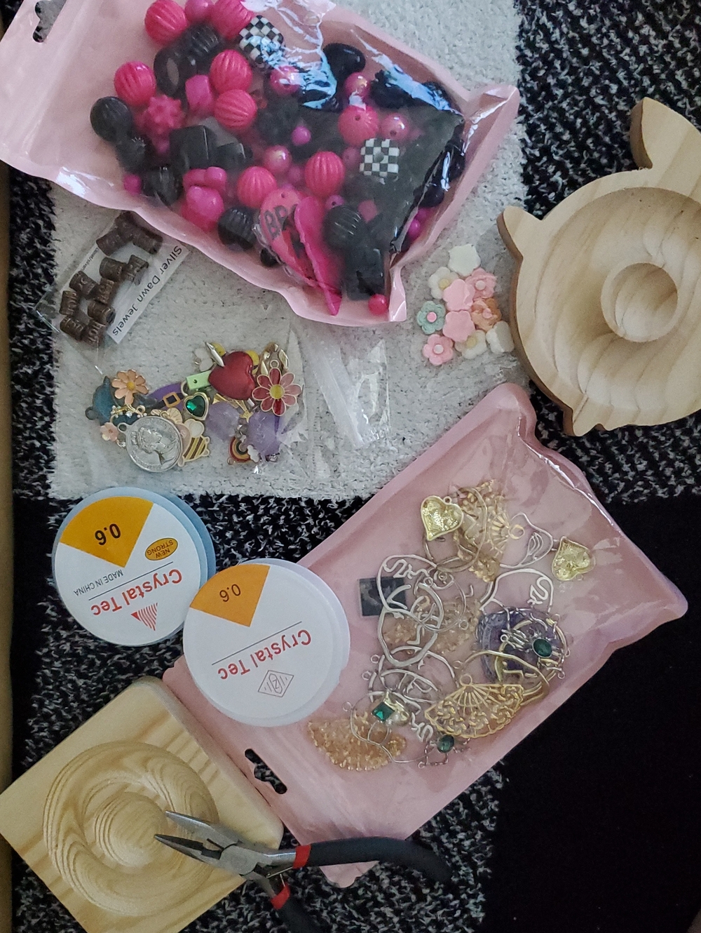 Assorted Jewelry Findings and Beads/Charms/Maker Trays/Pliers